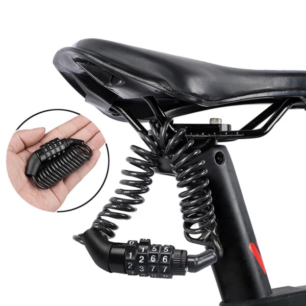 antivol velo Chaîne de câble de vélo en acier, verrou de sécurité à mot de passe à 4 chiffres