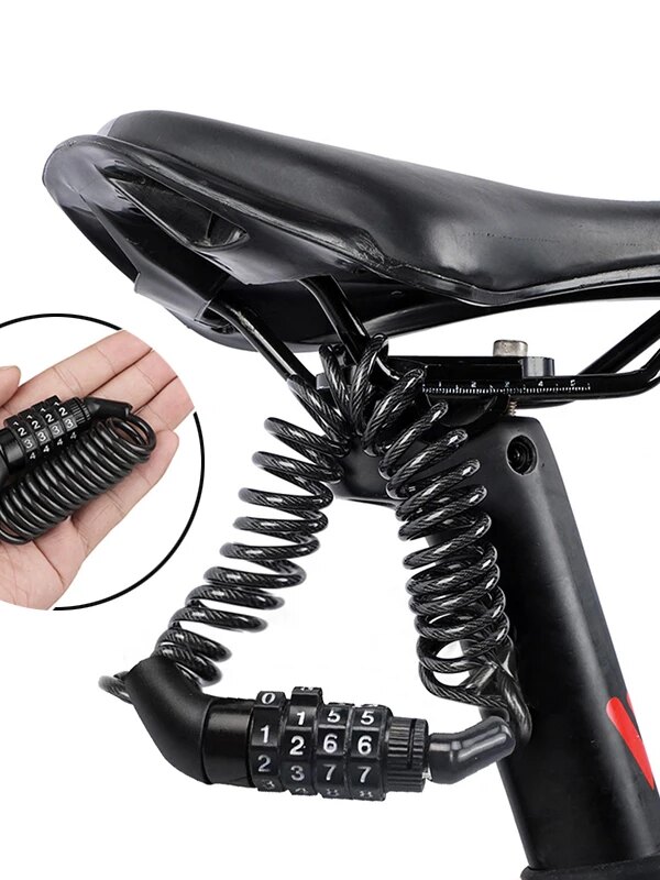 antivol velo Chaîne de câble de vélo en acier, verrou de sécurité à mot de passe à 4 chiffres