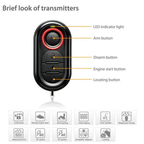 antivol moto Alarme de Moto Originale 986E 1 Voie
