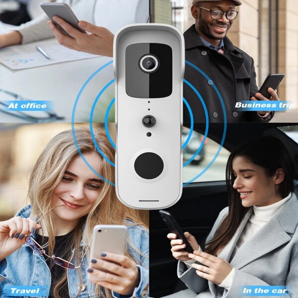 sonnette video intelligente, wi-fi, sans fil, interphone, batterie étanche