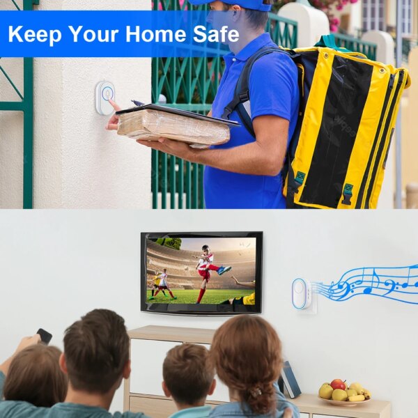 sonnette sans fil exterieur , étanche IP65, pour maison d'extérieur