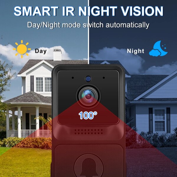 sonnette video sans fil vidéo WiFi sans fil, Kits de sonnette de porte intelligente avec stockage Cloud