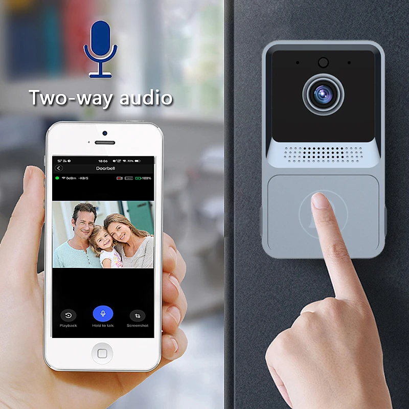sonnette video sans fil intelligente sans fil wi-fi, interphone vidéo