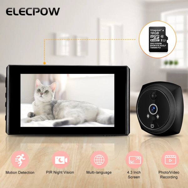 4281-bf9e50.jpg sonnette video sans fil intelligente pour maison, 4.3 pouces, caméra de porte 140 ° HD PIR