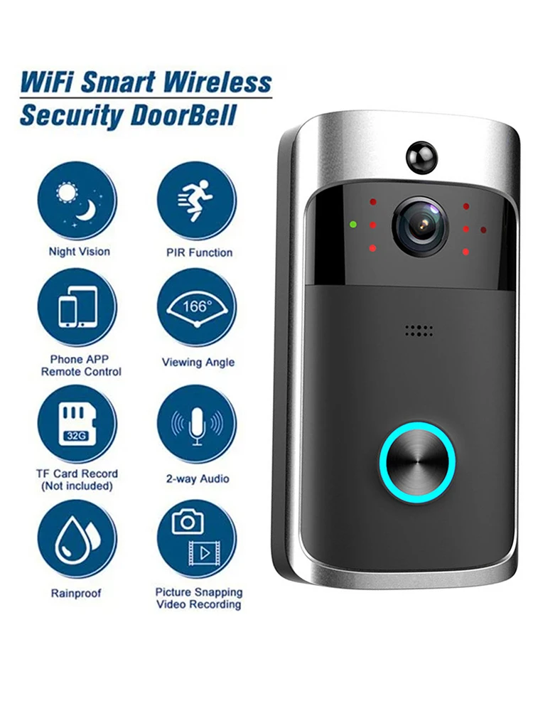 sonnette video sans fil Z50 V5, wi-fi, extérieur, étanche IP65, interphone