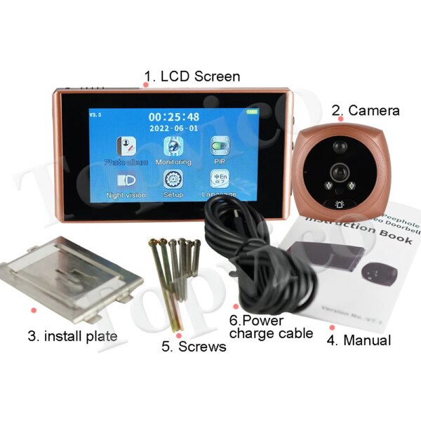 sonnette video sans fil visionneuse de porte vidéo judas caméra détection