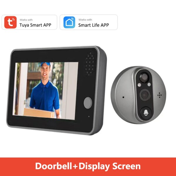 sonnette video sans fil de porte intelligente WiFi 1080P, visionneuse de sécurité à domicile