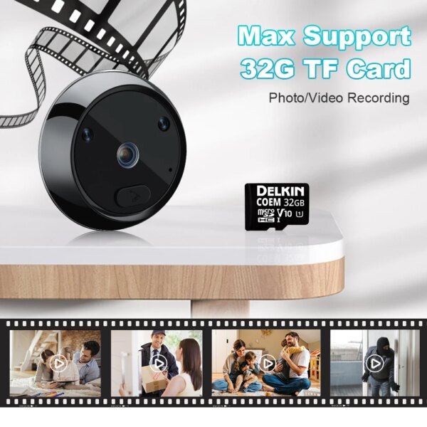 sonnette video sans fil écran LCD 2.4 pouces, Vision nocturne IR