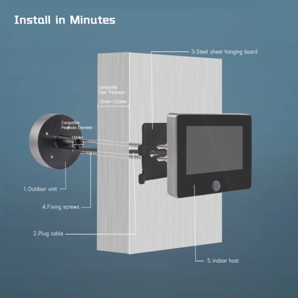 sonnette video sans fil de porte intelligente Tuya, avec caméra 720P/140