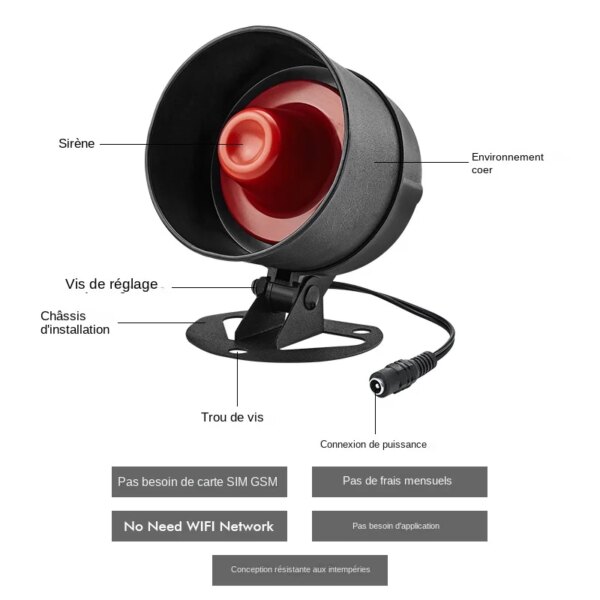 alarme Système d'Alarme de Sécurité Sans Fil, Résistant aux Intempéries