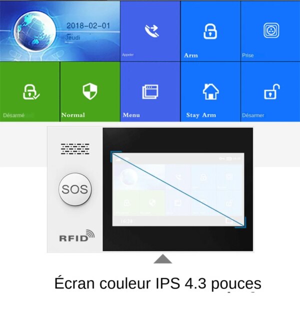 alarme Système d'Alarme de Sécurité Domestique Sans Fil, Comporte le WiFi