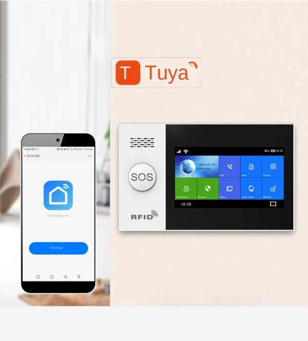 alarme Système d'Alarme de Sécurité Domestique Sans Fil, Comporte le WiFi