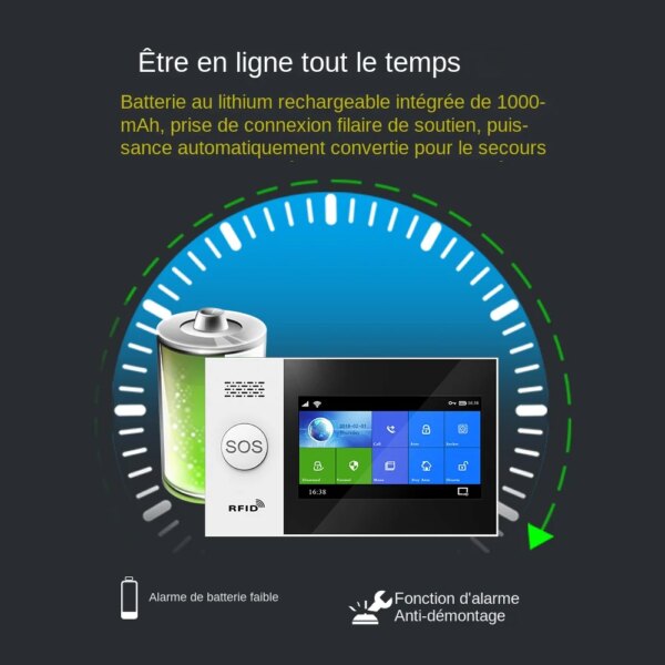 alarme Système d'Alarme de Sécurité Domestique Sans Fil, Comporte le WiFi
