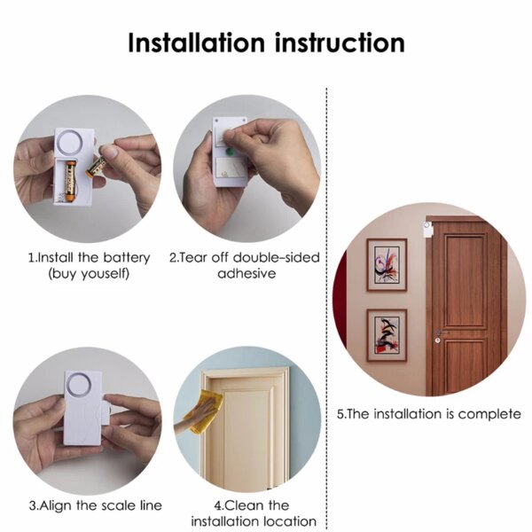 alarme Porte sans fil, fenêtre ouverte et fermée, ABS, télécommande