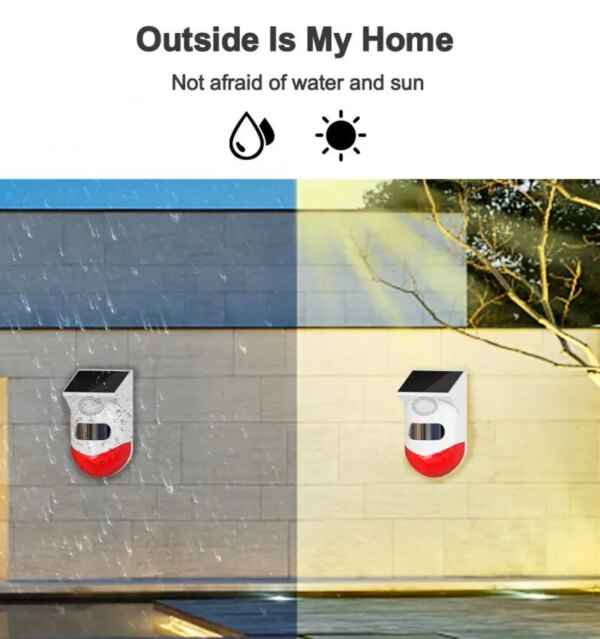 Alarme solaire infrarouge sans fil, détecteur de mouvement sirène pour maison