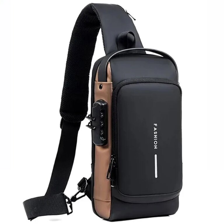 Sac bandouliere homme antivol zipper noir