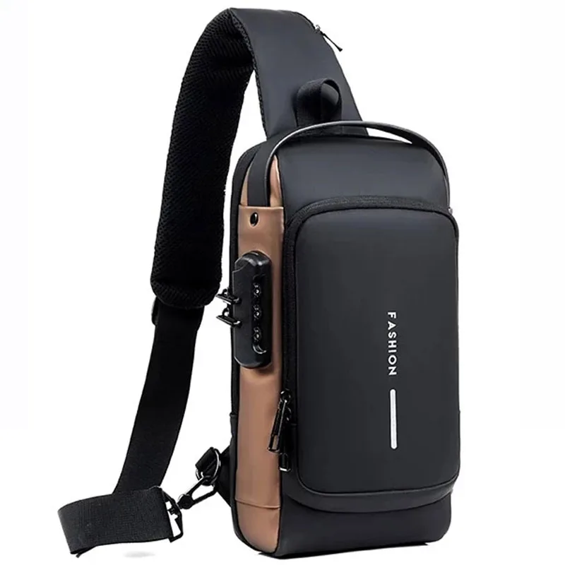 Sac antivol à bandoulière USB antivol multifonction pour homme