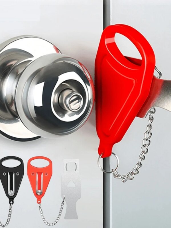 5918-a7711b.jpg serrure porte Verrou de Sécurité Portable Antivol en Métal, Serrure de Porte pour Chambre d'Hôtel