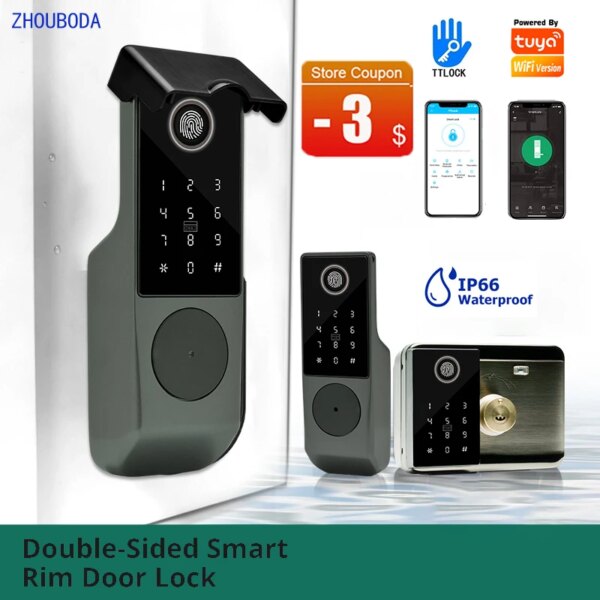 6222-dbbcf2.jpg serrure porte intelligente de porte extérieure, Double serrure à empreintes digitales étanche