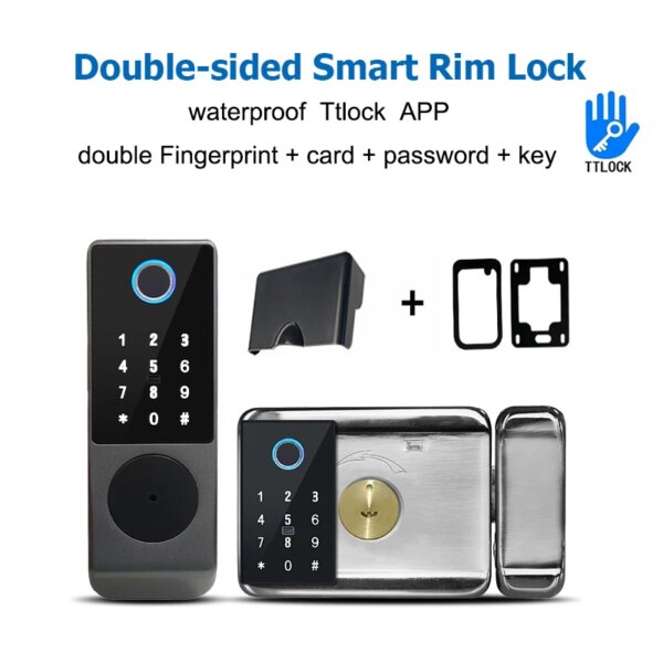 6230-1099fb.jpg serrure porte intelligente de porte extérieure, Double serrure à empreintes digitales étanche