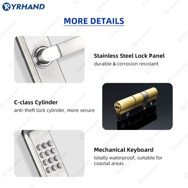 serrure porte Verrou mécanique en acier inoxydable