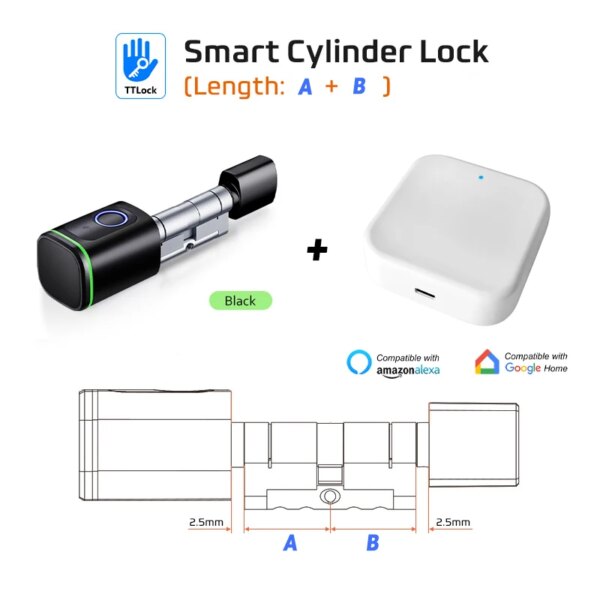 serrure porte intelligente Bluetooth Tuya TTLock, cylindre de carte d'empreinte digitale