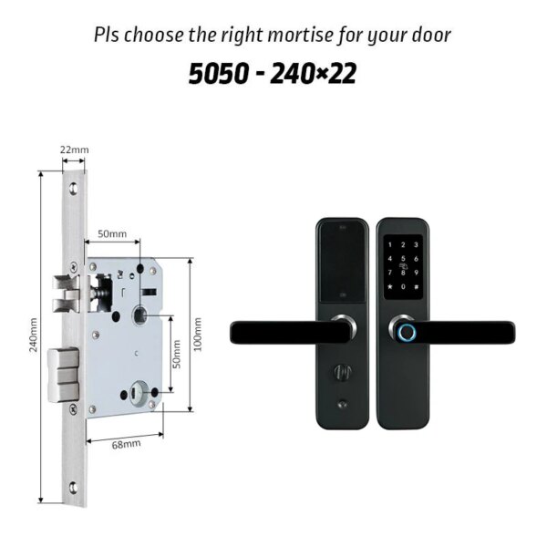 serrure porte intelligente Bluetooth, avec lecteur de carte NFC