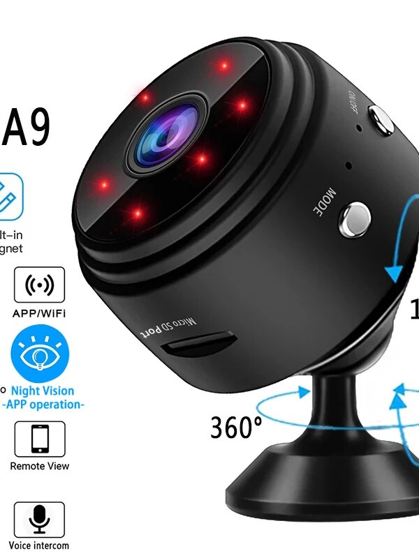 Mini caméra de Surveillance A9 WiFi sans fil, dispositif de sécurité à distance, pour maison connectée