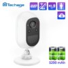 Techage – caméra de surveillance solaire IP WIFI HD 4MP, dispositif de sécurité sans fil, avec batterie Rechargeable, Audio bidirectionnel, détection de mouvement PIR