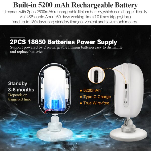 Techage – caméra de surveillance solaire IP WIFI HD 4MP, dispositif de sécurité sans fil, avec batterie Rechargeable, Audio bidirectionnel, détection de mouvement PIR