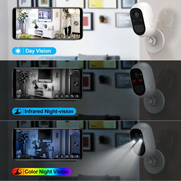 Techage – caméra de surveillance solaire IP WIFI HD 4MP, dispositif de sécurité sans fil, avec batterie Rechargeable, Audio bidirectionnel, détection de mouvement PIR