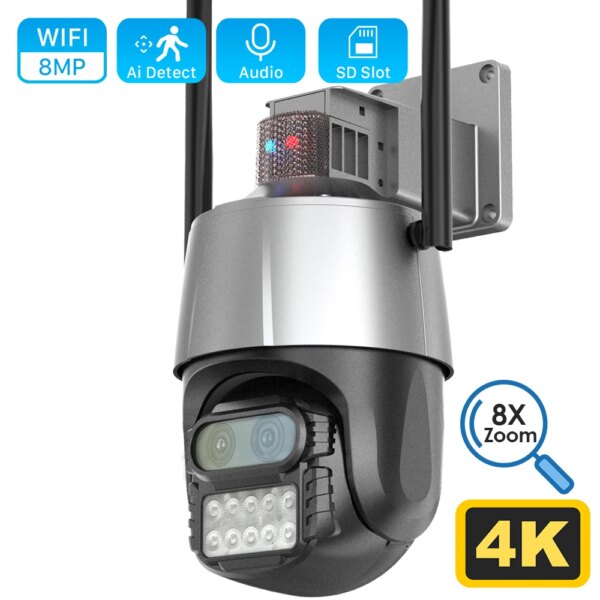 7126-b745d2.jpg Caméra Speed Dôme de Surveillance Extérieure PTZ, Dispositif de Sécurité sans Fil, Double Objectif, Alarme et Sirène Antivol, Zoom 8 x, Détection Humaine, WiFi, IP, 8MP 4K
