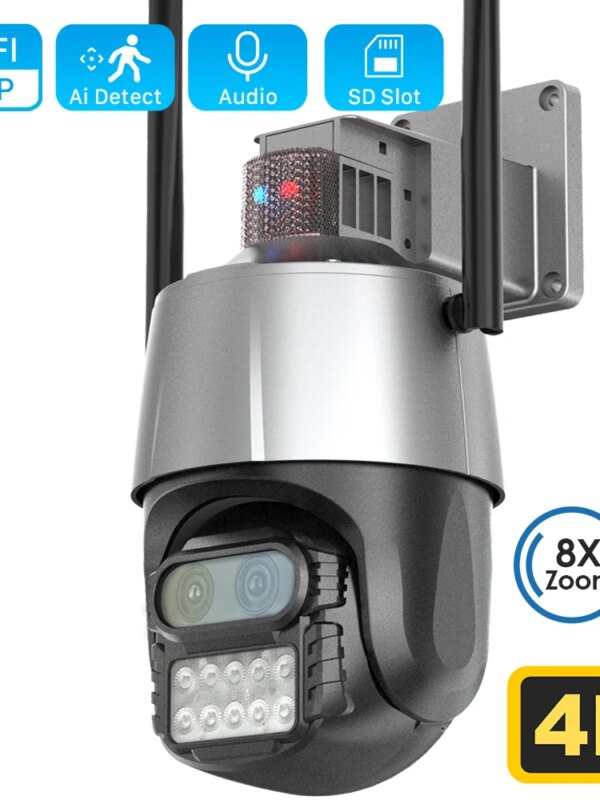 7126-b745d2.jpg Caméra Speed Dôme de Surveillance Extérieure PTZ, Dispositif de Sécurité sans Fil, Double Objectif, Alarme et Sirène Antivol, Zoom 8 x, Détection Humaine, WiFi, IP, 8MP 4K