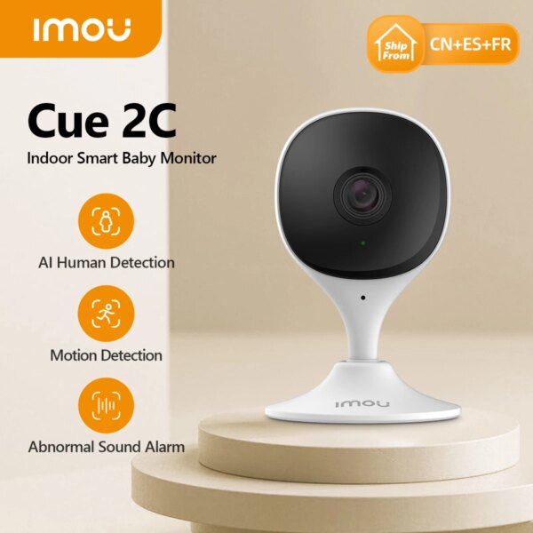 IMOU – Caméra de surveillance intérieure Cue 2c, 1080P Ip Wifi, dispositif de sécurité sans fil, avec vidéo babyphone, avec vision nocturne