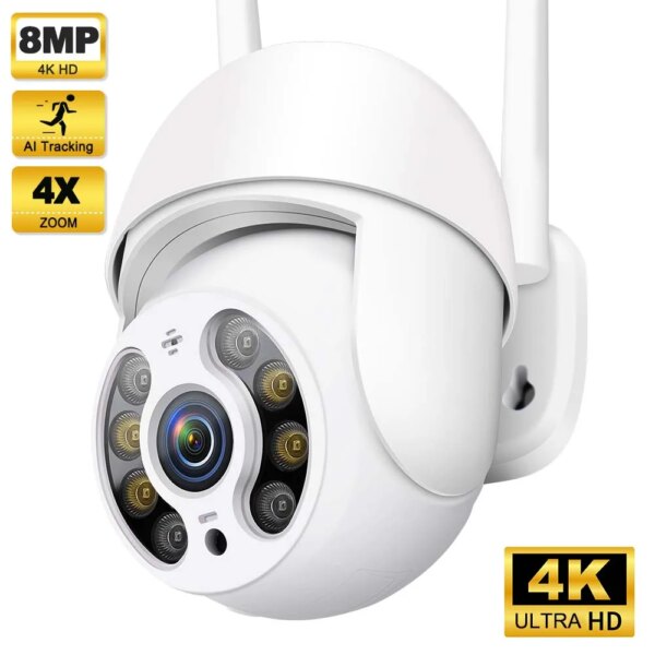 camera de surveillance IP 8MP 4K WiFi caméra PTZ extérieure 5MP HD