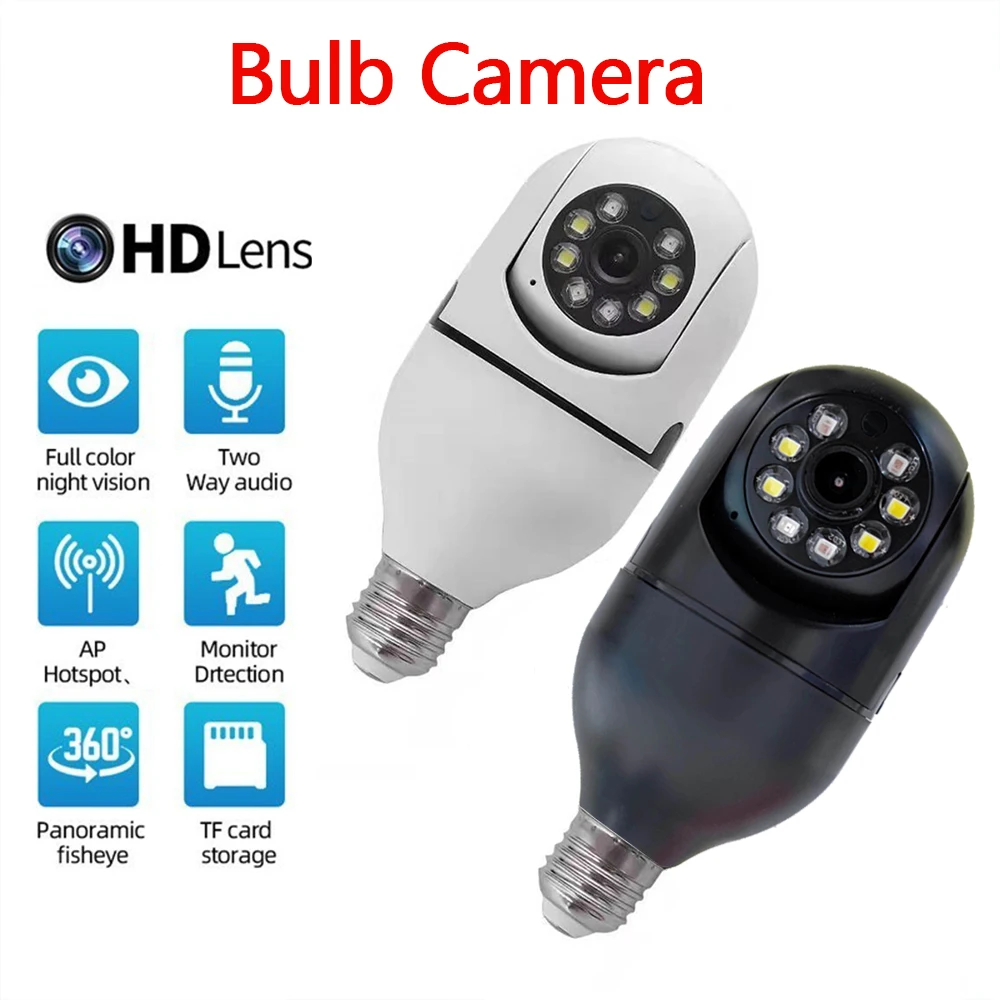 camera de surveillance Wifi sans fil, 2mp, ampoule E27, Vision nocturne
