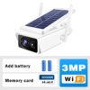 camera solaire bullet solaire IP WiFi 3MP, dispositif de sécurité IP66