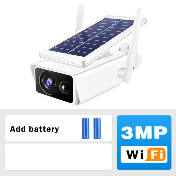 camera solaire bullet solaire IP WiFi 3MP, dispositif de sécurité IP66