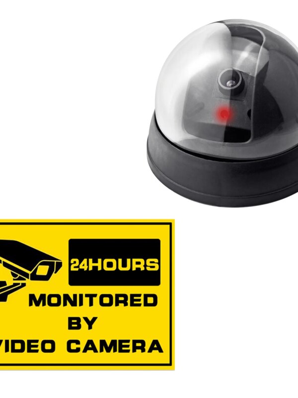 Caméra factice dôme noire à LED clignotante