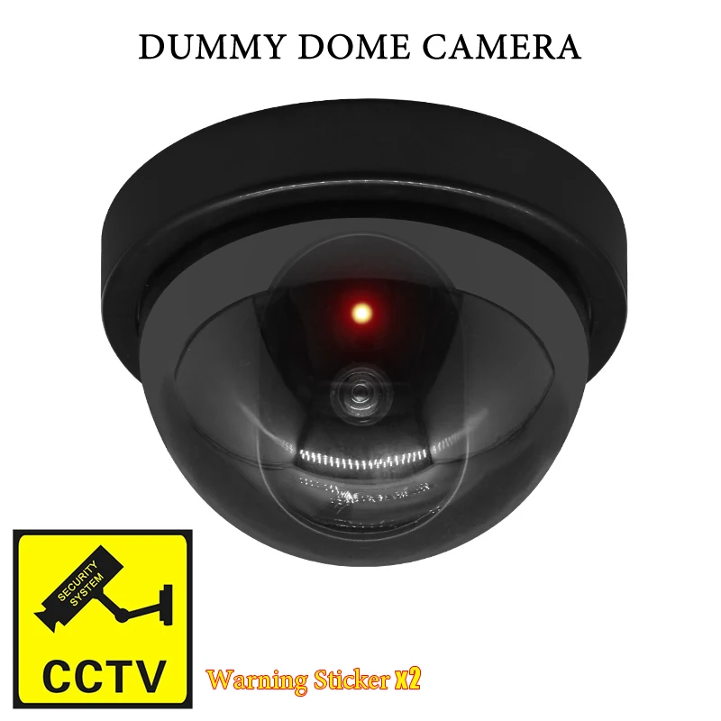 camera factice dôme noire/blanche, lumière LED clignotante rouge, caméra de sécurité factice CCTV