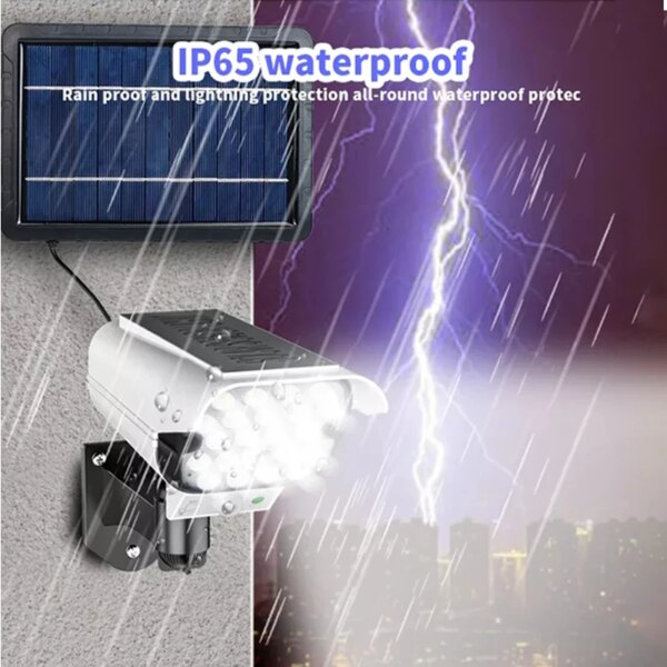 camera solaire factice Applique murale solaire LED étanche avec fausse caméra et capteur de corps humain