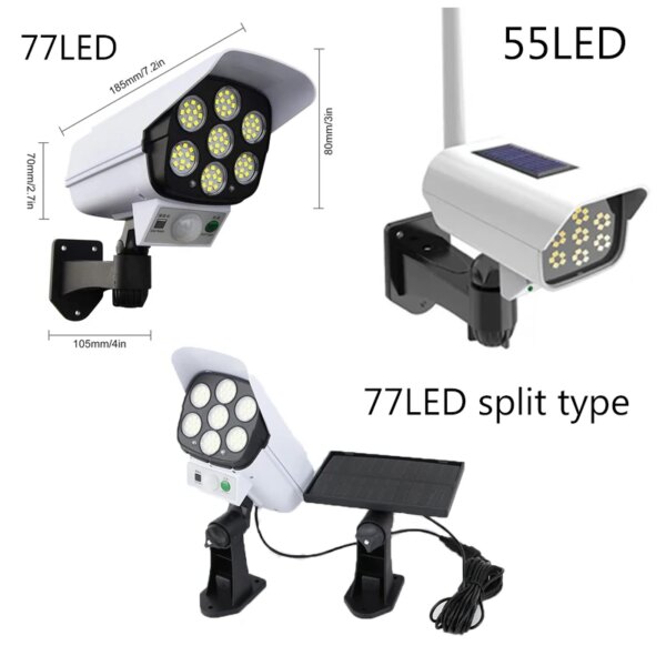 camera solaire factice Applique murale solaire LED étanche avec fausse caméra et capteur de corps humain