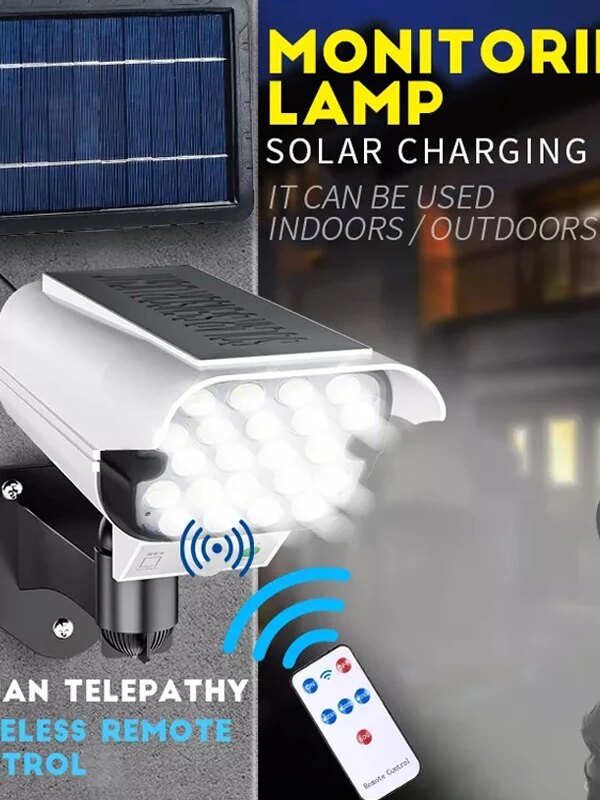 camera solaire factice Applique murale solaire LED étanche avec fausse caméra et capteur de corps humain