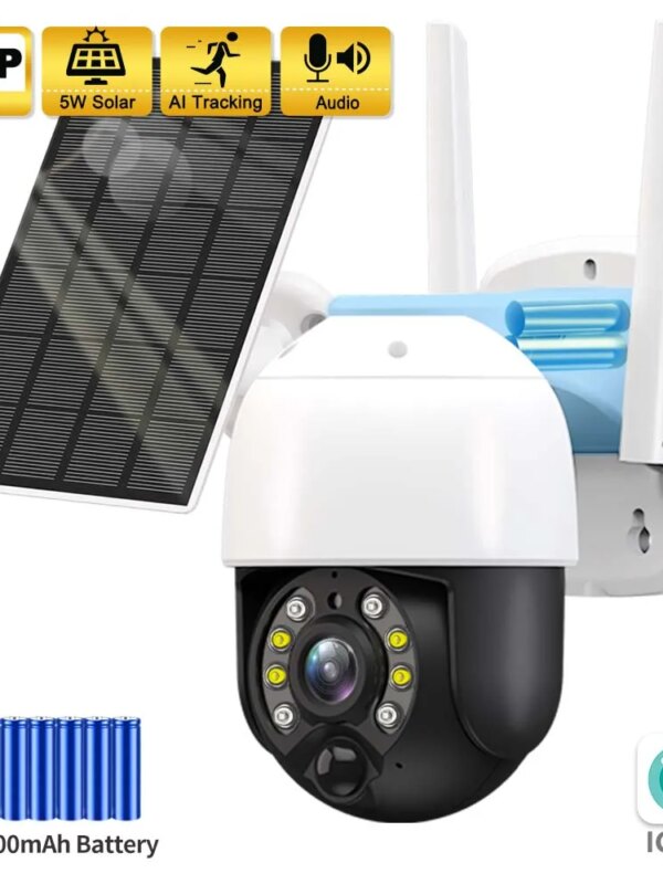 Camera solaire de Vidéosurveillance IP WiFi 3mp 4G à panneau solaire, dispositif de sécurité