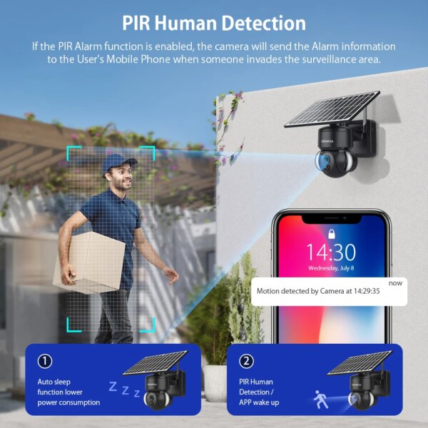 Camera solaire de surveillance extérieure solaire, 3mp/4G/Wifi, sans fil