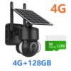 Caméra solaire extérieure noire 1080P – 360°, Wi‑Fi/4G et batterie