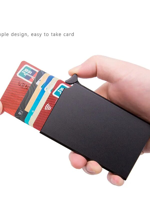 porte carte rfid de crédit Anti-vol minimaliste, Porte-cartes en Aluminium mince