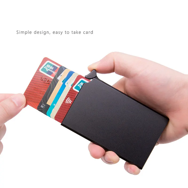 porte carte rfid de crédit Anti-vol minimaliste, Porte-cartes en Aluminium mince