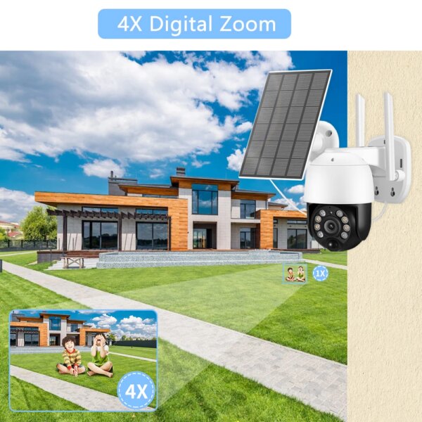 Camera solaire de surveillance extérieure solaire PTZ WIFI 4G, dispositif de sécurité sans fil
