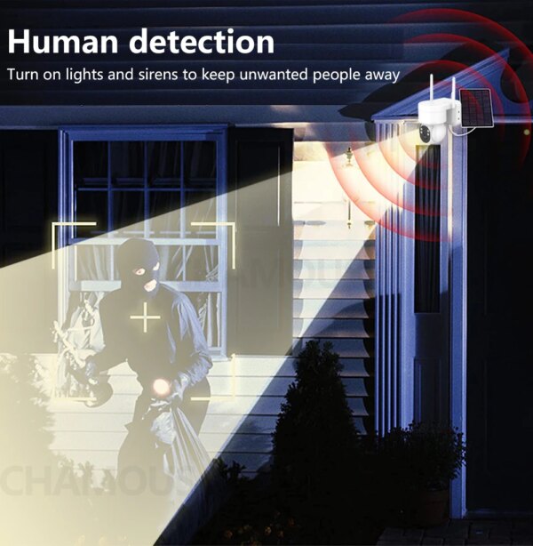 Camera solaire de surveillance dôme extérieure solaire IP WiFi 4MP/2.5K